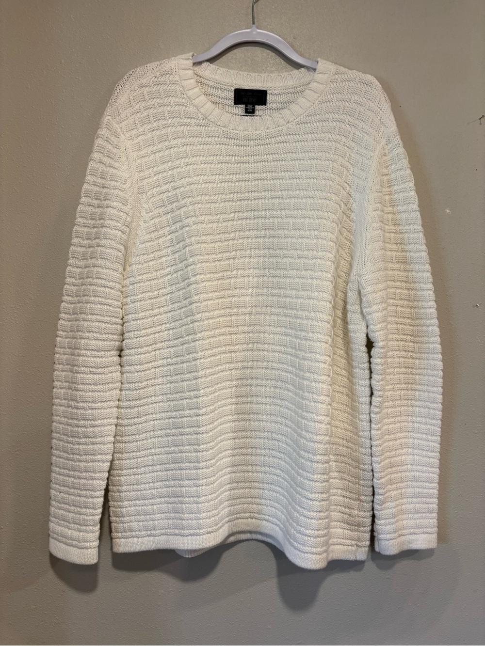 Saks Fifth Avenue One BXWD White Textured Knit Sweater XL Cotton Modal